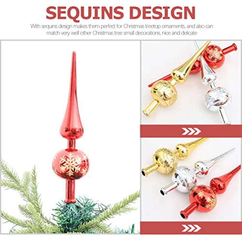 STOBOK Christmas Tree Topper Plastic Christmas Tree Topper Blown Plastic Xmas Tree Finials Hand- Painted Treetop Glass for Christmas Tree Ornaments (Red)