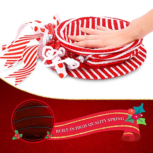 Christmas Tree Topper Hat,URMAGIC 32cm Angel Christmas Treetop Figurine,Angel Christmas Tree Topper,Foldable Stripes Plaid Top Hat,Collapsible Black Xmas Tree Hat with Bow,Xmas Decor