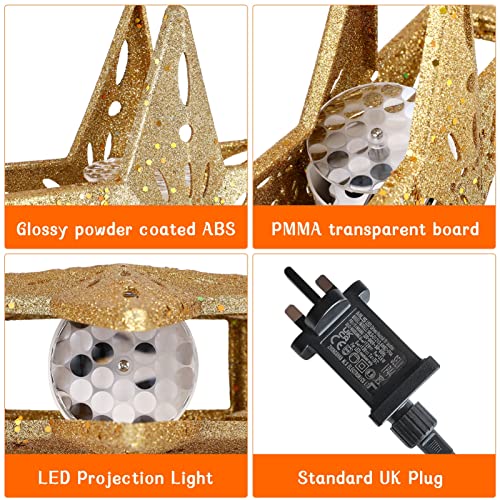 Sparkling Christmas Tree Topper with Colorful Projectors