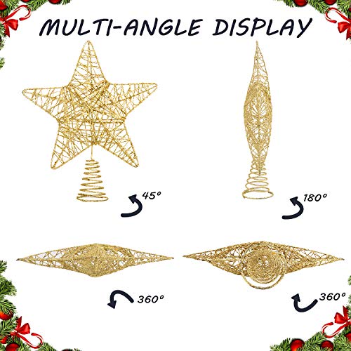 Glittery Metal Star Tree Topper for Festive Decor