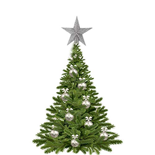 Glitter Star Tree Topper - Silver, 4 Inch