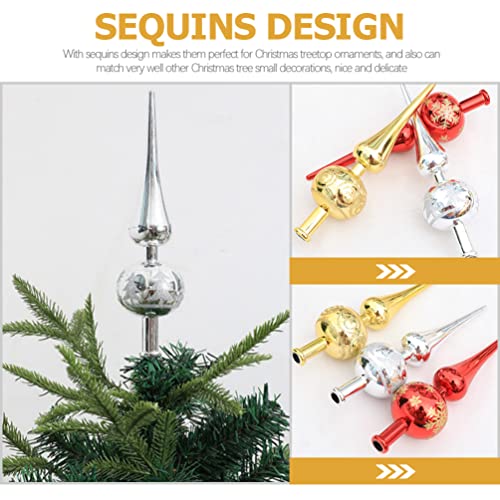 Hand-painted Silver Christmas Tree Topper in Xmas Ornaments