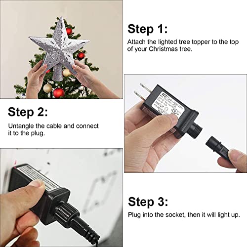 LED Rotating Snowflake Projector Christmas Tree Topper (Silver)