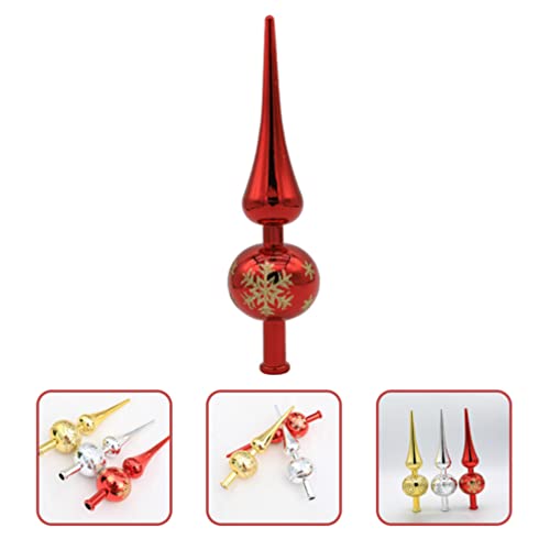 STOBOK Christmas Tree Topper Plastic Christmas Tree Topper Blown Plastic Xmas Tree Finials Hand- Painted Treetop Glass for Christmas Tree Ornaments (Red)