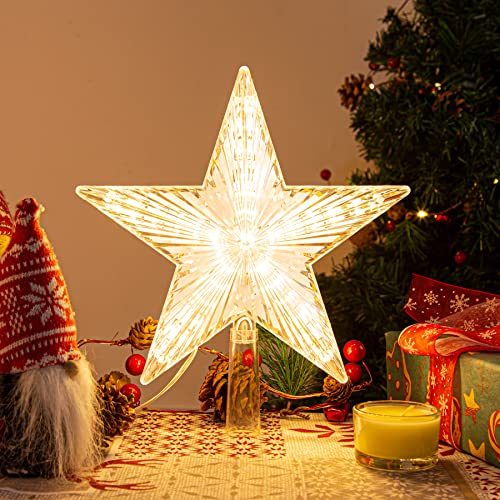 LED Golden Christmas Tree Topper - Indoor Xmas Decor