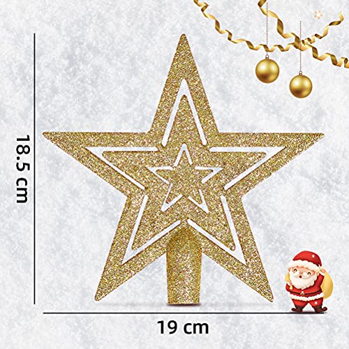 Gold Glitter Star Christmas Tree Topper - 19 cm