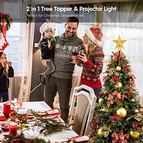 LED Glittered Star Tree Topper with Rotating Lights