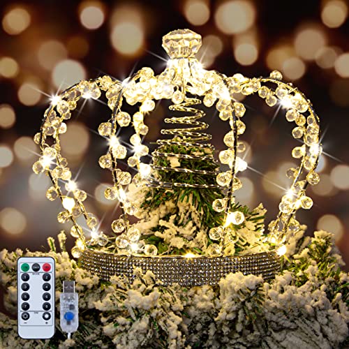 Jeweled Crown Tree Topper with 60 LED Lights