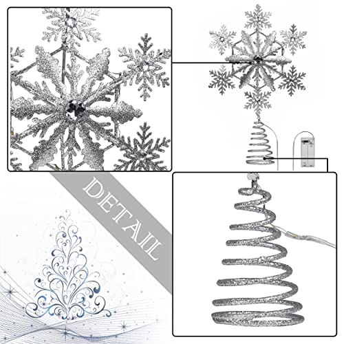 Sparkling LED Christmas Tree Topper Decoration, White & Gold