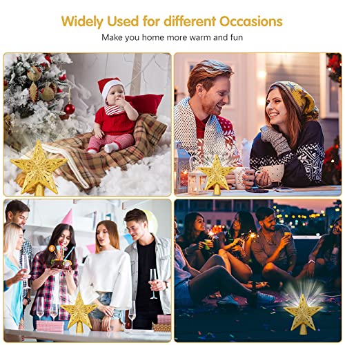 LED Glittered Star Tree Topper with Rotating Lights