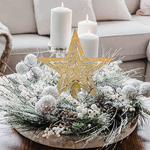 Gold Glitter Star Christmas Tree Topper - 19 cm