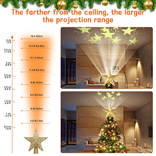 Sparkling Christmas Tree Topper with Colorful Projectors