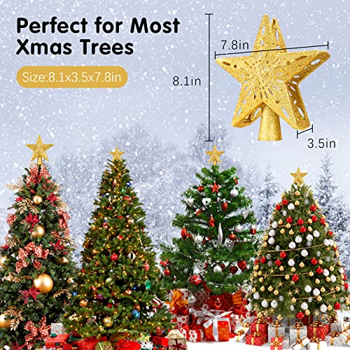 LED Glittered Star Tree Topper with Rotating Lights