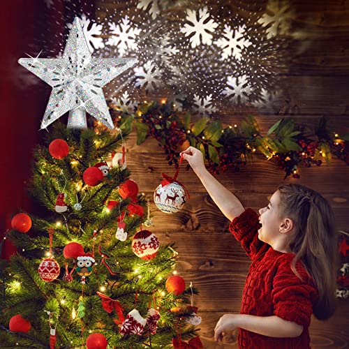LED Rotating Snowflake Projector Christmas Tree Topper (Silver)