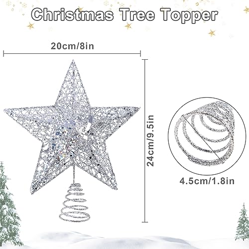 Silver Glittered 3D Star Xmas Tree Topper