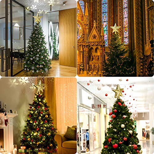 LED Snowflake Projector Christmas Tree Topper, Golden Glitter