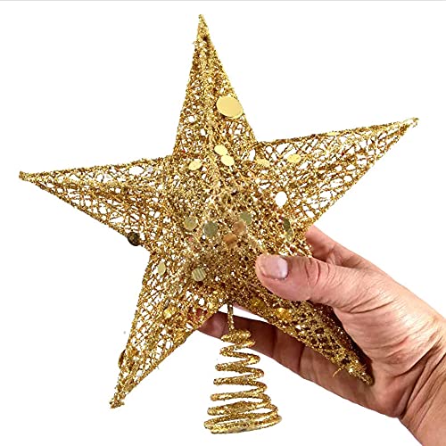 Glittery Gold Star Treetop Decoration - Perfect for Christmas