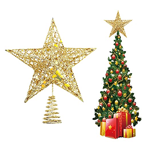 Glittery Gold Star Treetop Decoration - Perfect for Christmas