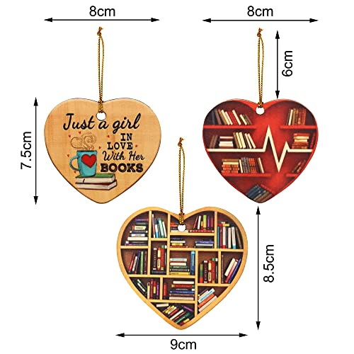 Book Lover's Heart Ornament Set
