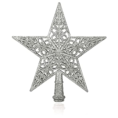 Silver Glittered Xmas Tree Topper | 22CM