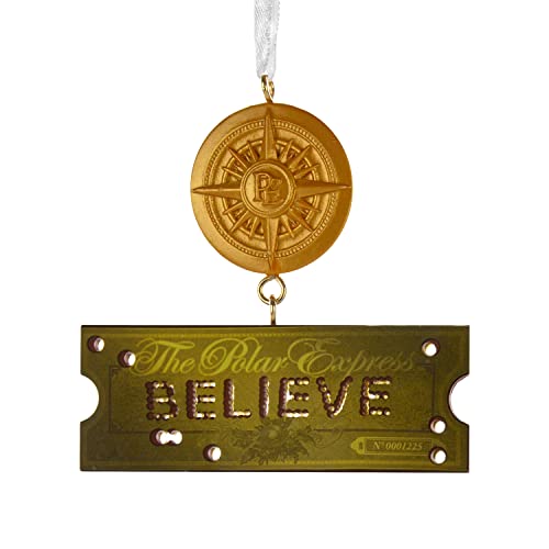 Christmas Polar Express Ticket & Compass Ornament, Gold