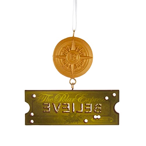 Christmas Polar Express Ticket & Compass Ornament, Gold
