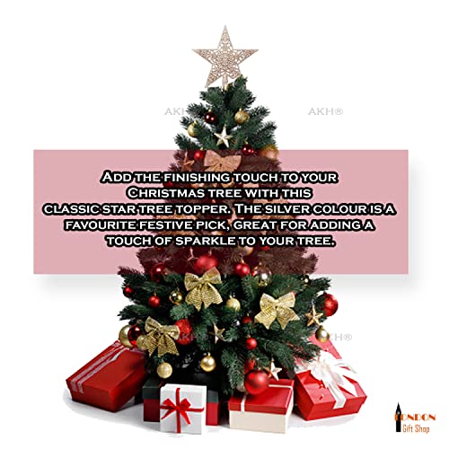 Silver Glittered Xmas Tree Topper | 22CM