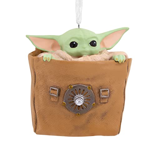 Hallmark The Mandalorian Grogu in Bag Christmas Ornament, 25574833, H 6.2cm by W 5.6cm by L 3.8cm, Green & Brown