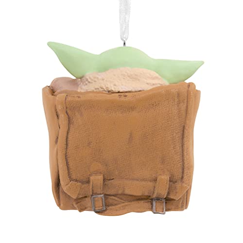 Hallmark The Mandalorian Grogu in Bag Christmas Ornament, 25574833, H 6.2cm by W 5.6cm by L 3.8cm, Green & Brown