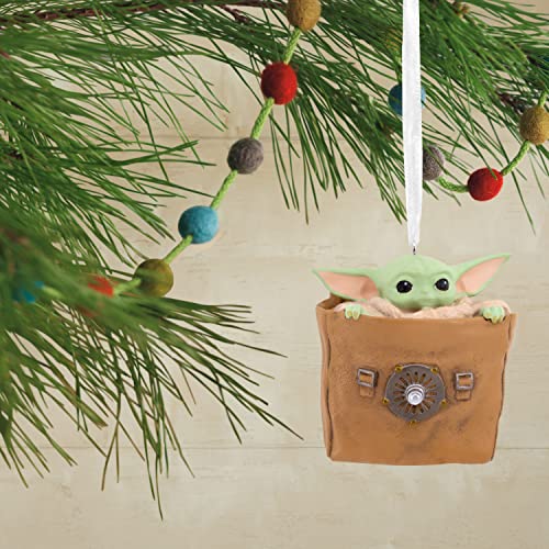 Hallmark The Mandalorian Grogu in Bag Christmas Ornament, 25574833, H 6.2cm by W 5.6cm by L 3.8cm, Green & Brown