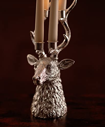 Silver Stag Candle Holder: Festive Table Centrepiece