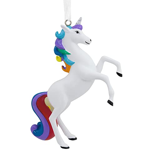 Hallmark Unicorn With Rainbow Mane Christmas Ornament, Multicoloured, H 9.2cm by W 6.7cm by L 2.2cm, 25574077
