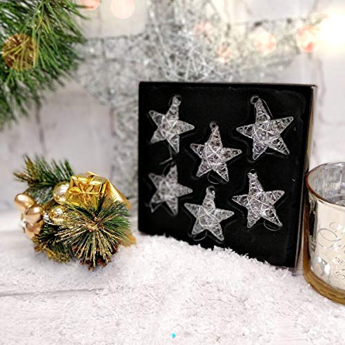 6 Glass Star Christmas Decorations (4.5cm)