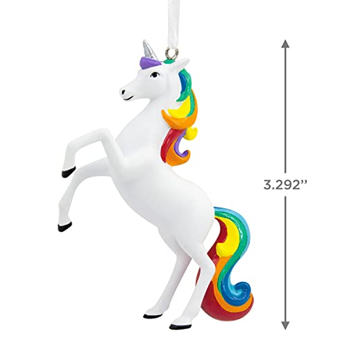 Hallmark Unicorn With Rainbow Mane Christmas Ornament, Multicoloured, H 9.2cm by W 6.7cm by L 2.2cm, 25574077