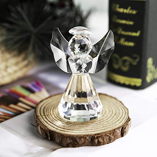 HDCRYSTALGIFTS Crystal Angel Figurine Christmas Decor Glass Ornaments Art Collecible Gifts(Clear)