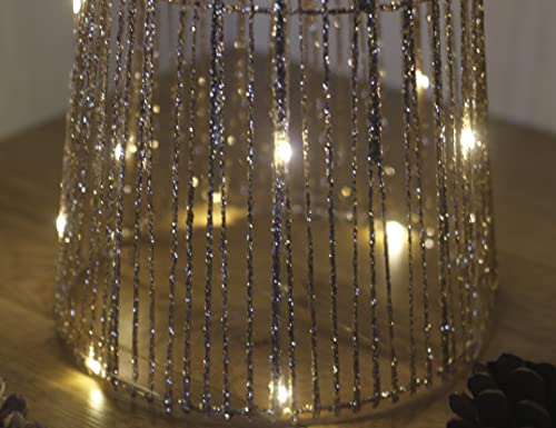 Marco Paul Interiors Traditional Gold Light Up Tree Set Christmas Decorations with 90 LEDs - Battery Operated In-lit Standing Christmas Ornaments Festive Trees for Indoor, Xmas, Home Decor (Set of 3)