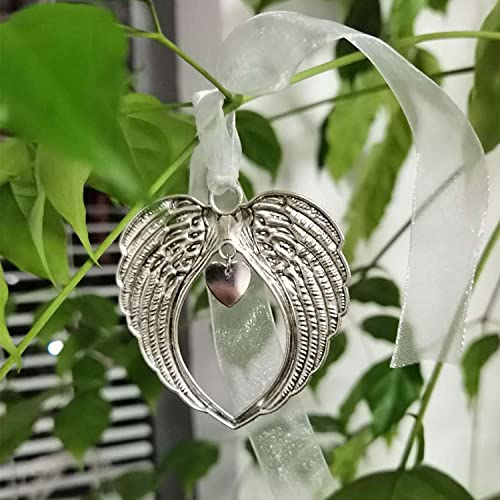 Yueshop Christmas Memorial Baubles, “A Piece of My Heart is In Heaven” Angel Wings Shaped Pendants Christmas Tree Ornaments Hanging Decoration(Christmas Baubles)
