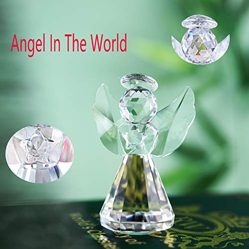 HDCRYSTALGIFTS Crystal Angel Figurine Christmas Decor Glass Ornaments Art Collecible Gifts(Clear)