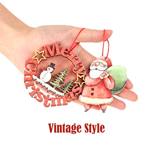 Colorful DIY Wooden Christmas Tree Hanging Decorations, 12-Pack