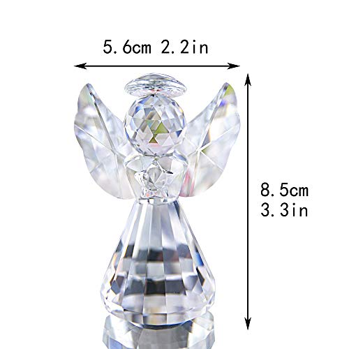 HDCRYSTALGIFTS Crystal Angel Figurine Christmas Decor Glass Ornaments Art Collecible Gifts(Clear)
