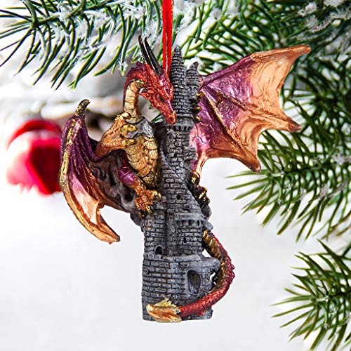 Gothic Dragon Castle Holiday Ornament for Christmas