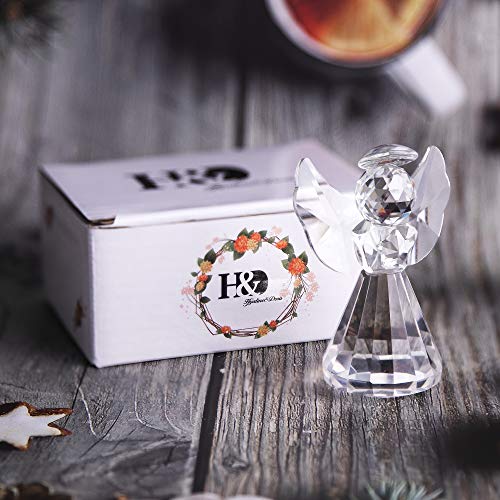 HDCRYSTALGIFTS Crystal Angel Figurine Christmas Decor Glass Ornaments Art Collecible Gifts(Clear)