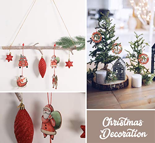 Colorful DIY Wooden Christmas Tree Hanging Decorations, 12-Pack