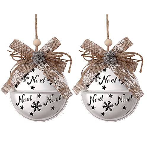 Joyful Christmas Metal Hanging Ornaments - Set of 2