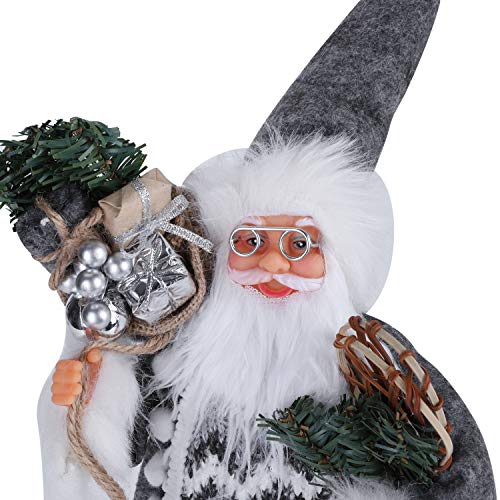 Christmas Father Santa Decor Figures Free Standing Christmas Dolls Xmas Santa Claus Indoor Table Fireplace Decoratons Xmas Party Home Christmas Decor Ornament Gifts 30CM (Grey Santa Claus)
