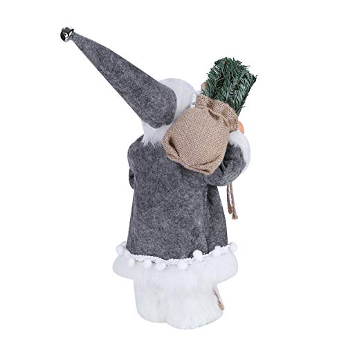 Christmas Father Santa Decor Figures Free Standing Christmas Dolls Xmas Santa Claus Indoor Table Fireplace Decoratons Xmas Party Home Christmas Decor Ornament Gifts 30CM (Grey Santa Claus)