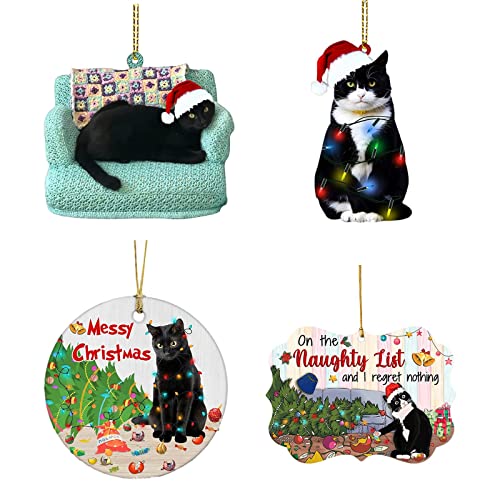 Cute Black Cat Christmas Tree Ornaments
