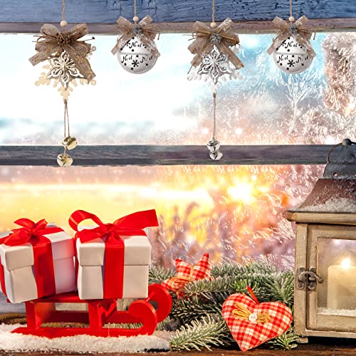 Joyful Christmas Metal Hanging Ornaments - Set of 2