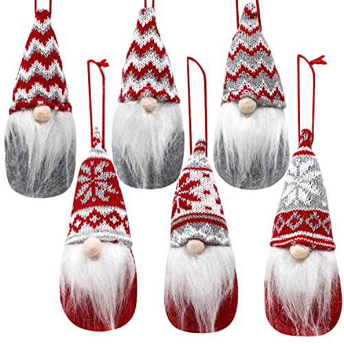 6 PCS Christmas Swedish Santa Tomte Plush Gnome Christmas Ornaments for Hanging and Tabletop Christmas Decorations
