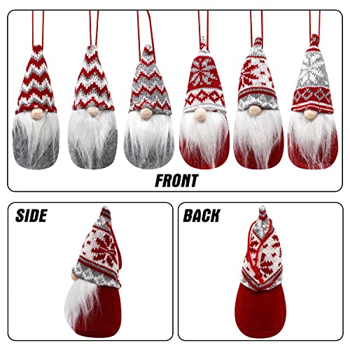 6 PCS Christmas Swedish Santa Tomte Plush Gnome Christmas Ornaments for Hanging and Tabletop Christmas Decorations